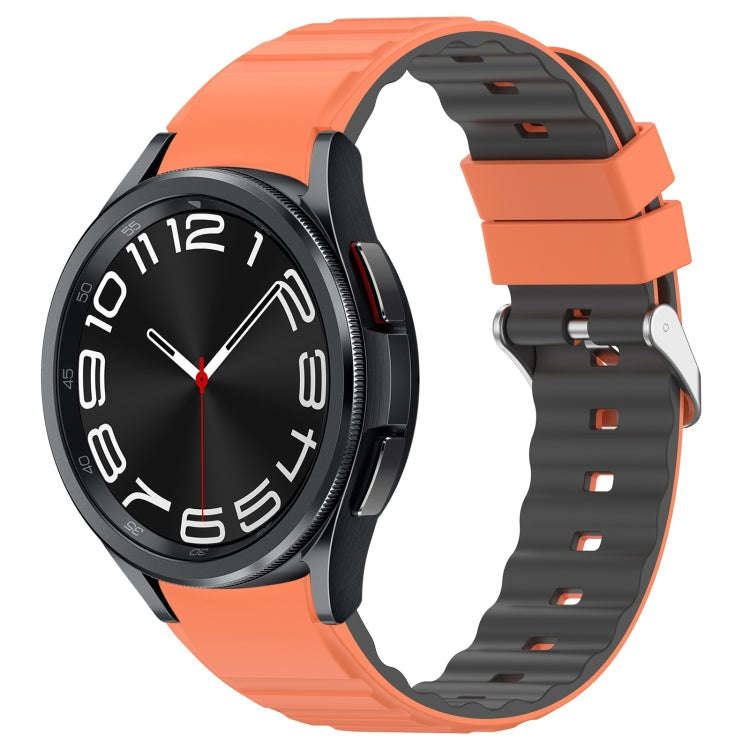 For Samsung Galaxy Watch 6 Two Color Horizontal Silicone Watch Band(Orange Grey)