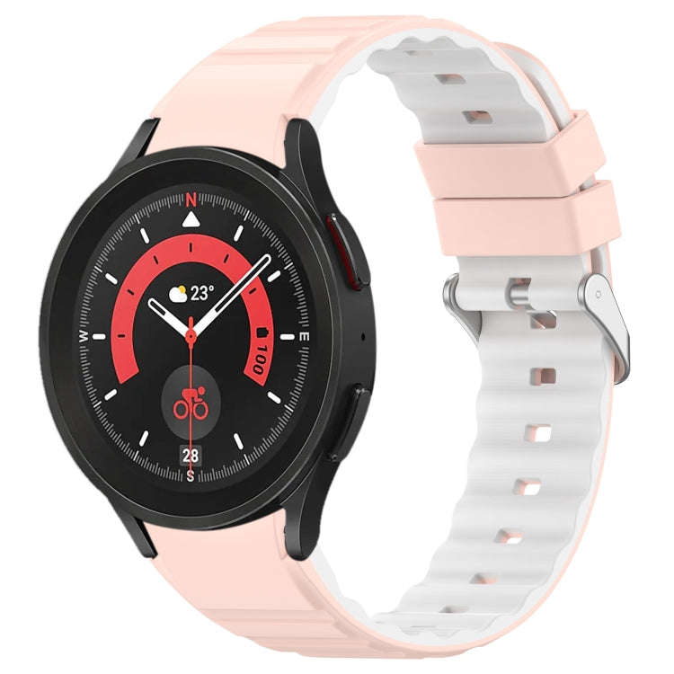 For Samsung Galaxy Watch 5 Two Color Horizontal Silicone Watch Band(Pink White)