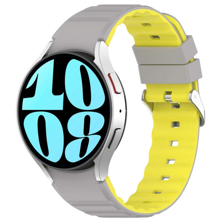 For Samsung Galaxy Watch 5 Two Color Horizontal Silicone Watch Band(Grey Yellow)