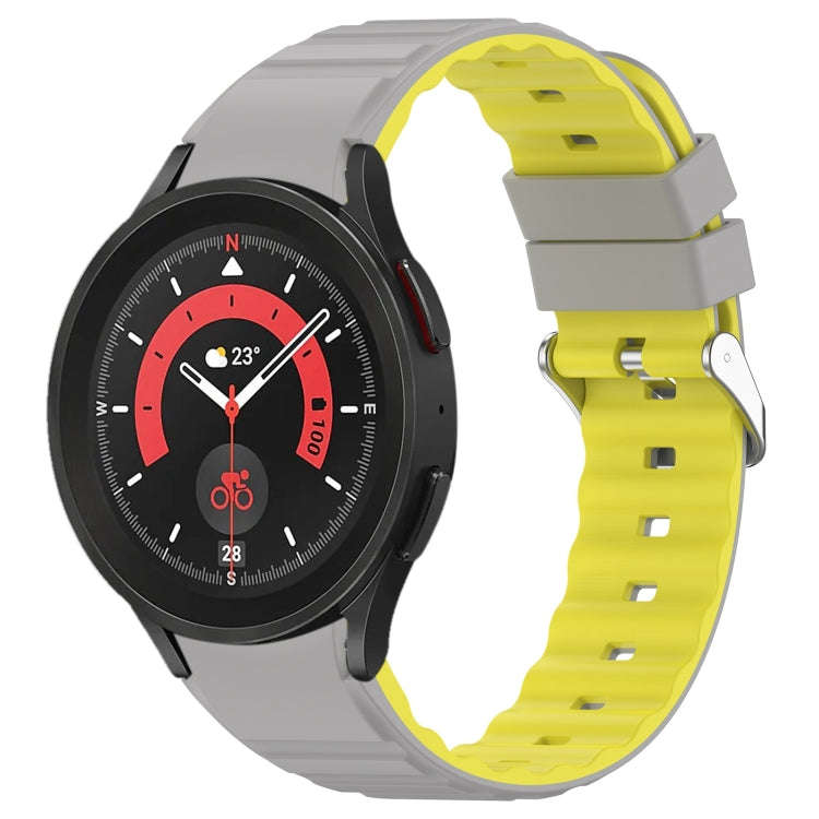 For Samsung Galaxy Watch 5 Two Color Horizontal Silicone Watch Band(Grey Yellow)