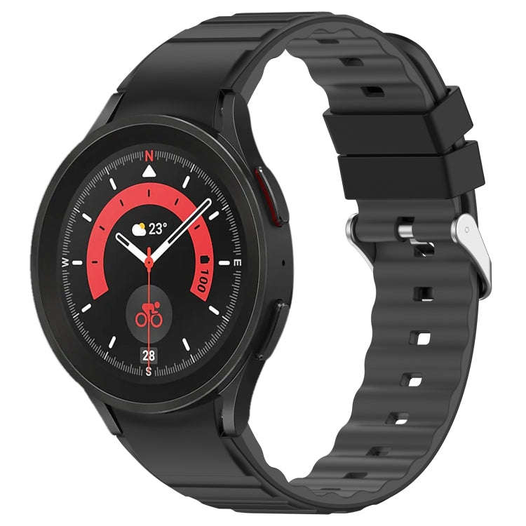 For Samsung Galaxy Watch 5 Two Color Horizontal Silicone Watch Band(Black Grey)