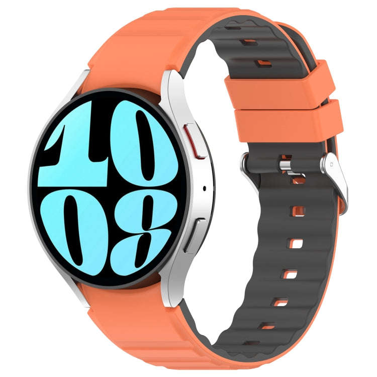 For Samsung Galaxy Watch 5 Two Color Horizontal Silicone Watch Band(Orange Grey)