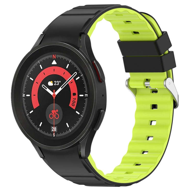 For Samsung Galaxy Watch 5 Pro Two Color Horizontal Silicone Watch Band(Black Green)