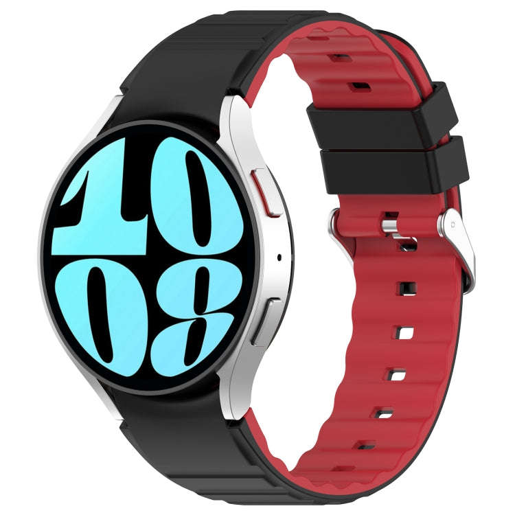 For Samsung Galaxy Watch 5 Pro Two Color Horizontal Silicone Watch Band(Black Red)