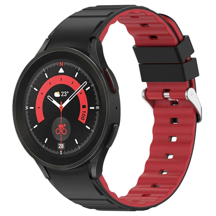 For Samsung Galaxy Watch 5 Pro Two Color Horizontal Silicone Watch Band(Black Red)