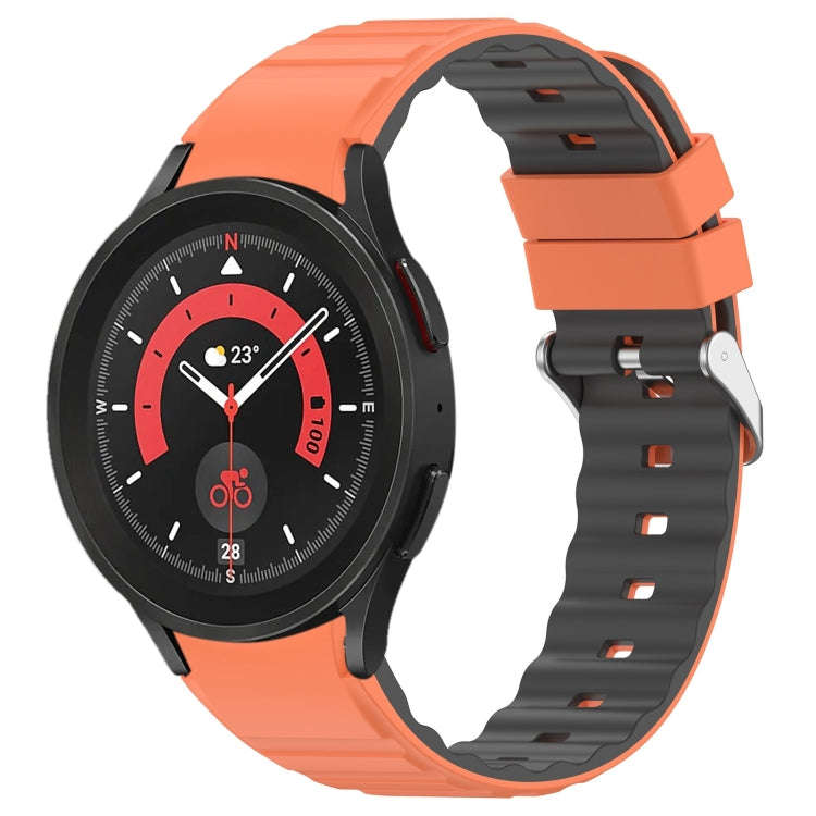 For Samsung Galaxy Watch 5 Pro Two Color Horizontal Silicone Watch Band(Orange Grey)