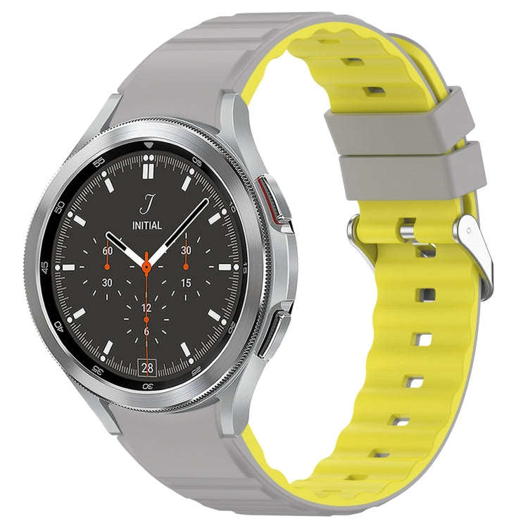 For Samsung Galaxy Watch 4 Two Color Horizontal Silicone Watch Band(Grey Yellow)