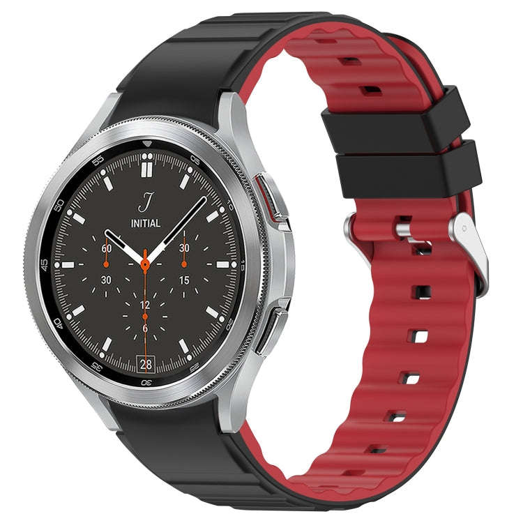 For Samsung Galaxy Watch 4 Two Color Horizontal Silicone Watch Band(Black Red)