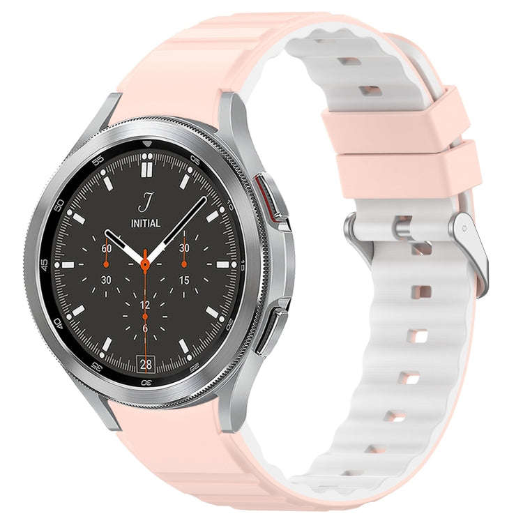 For Samsung Galaxy Watch 4 Classic 46mm Two Color Horizontal Silicone Watch Band(Pink White)