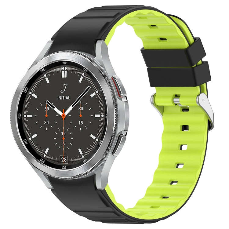 For Samsung Galaxy Watch 4 Classic 46mm Two Color Horizontal Silicone Watch Band(Black Green)