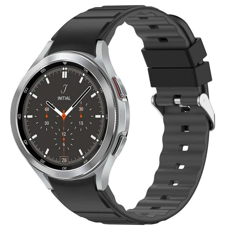 For Samsung Galaxy Watch 4 Classic 46mm Two Color Horizontal Silicone Watch Band(Black Grey)