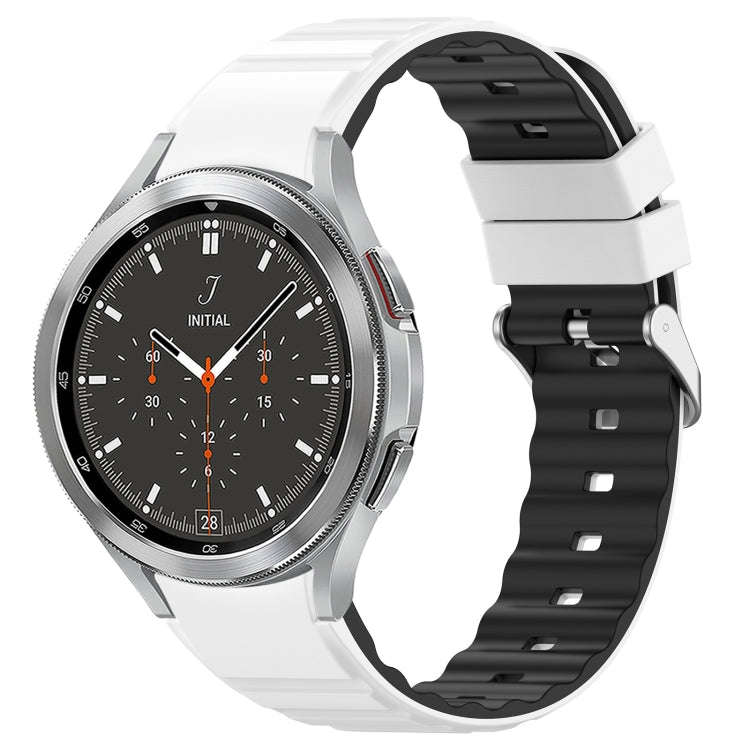 For Samsung Galaxy Watch 4 Classic 46mm Two Color Horizontal Silicone Watch Band(White Black)