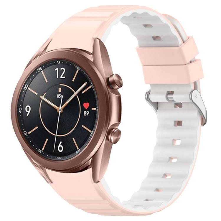 For Samsung Galaxy Watch 3 41mm Two Color Horizontal Silicone Watch Band(Pink White)