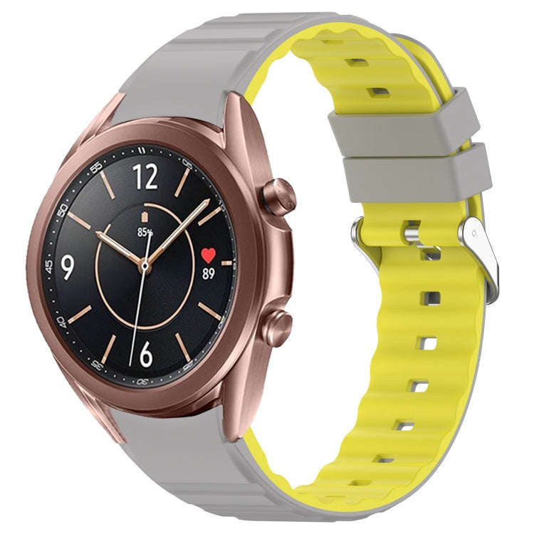 For Samsung Galaxy Watch 3 41mm Two Color Horizontal Silicone Watch Band(Grey Yellow)
