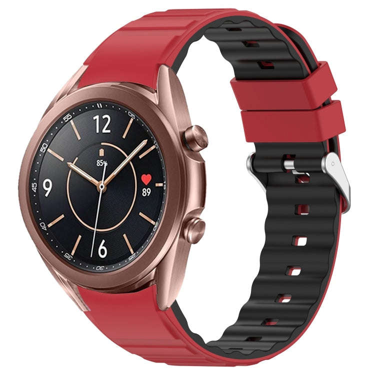 For Samsung Galaxy Watch 3 41mm Two Color Horizontal Silicone Watch Band(Red Black)