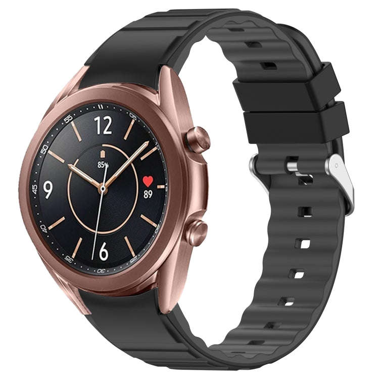 For Samsung Galaxy Watch 3 41mm Two Color Horizontal Silicone Watch Band(Black Grey)