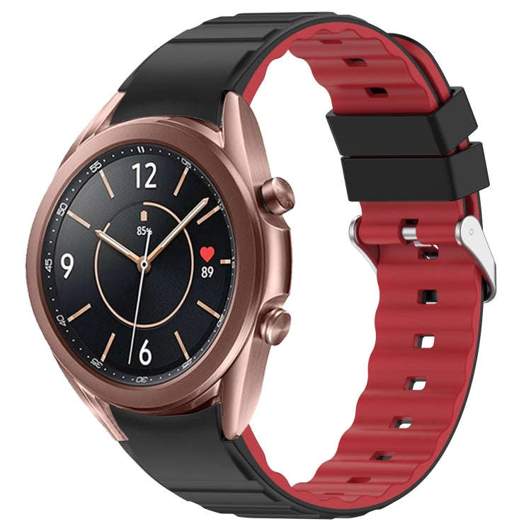 For Samsung Galaxy Watch 3 41mm Two Color Horizontal Silicone Watch Band(Black Red)