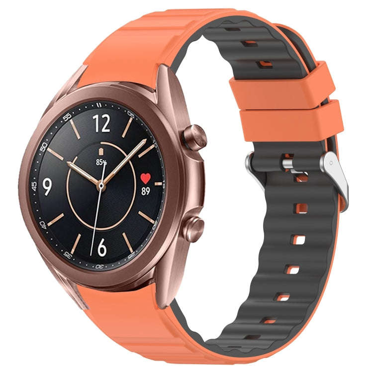 For Samsung Galaxy Watch 3 41mm Two Color Horizontal Silicone Watch Band(Orange Grey)