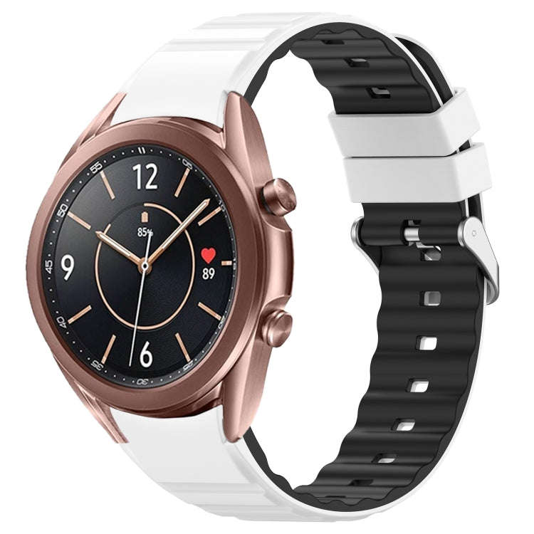 For Samsung Galaxy Watch 3 41mm Two Color Horizontal Silicone Watch Band(White Black)