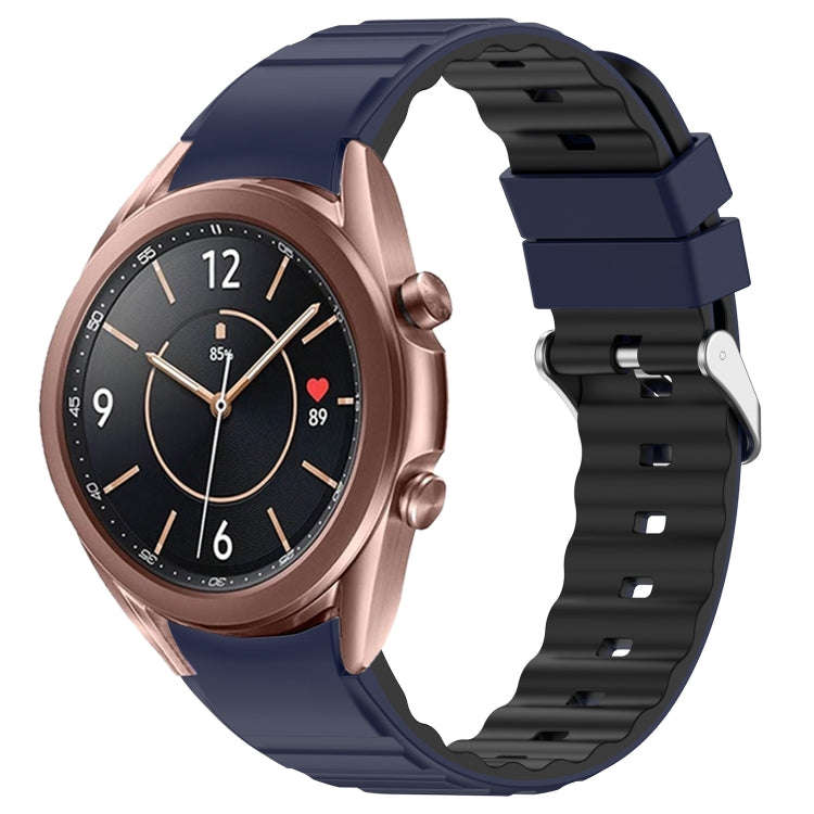 For Samsung Galaxy Watch 3 41mm Two Color Horizontal Silicone Watch Band(Blue Black)