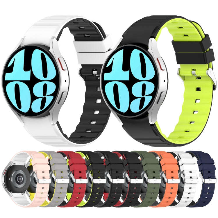 For Samsung Galaxy Watch 6 Two Color Horizontal Silicone Watch Band(Pink White)