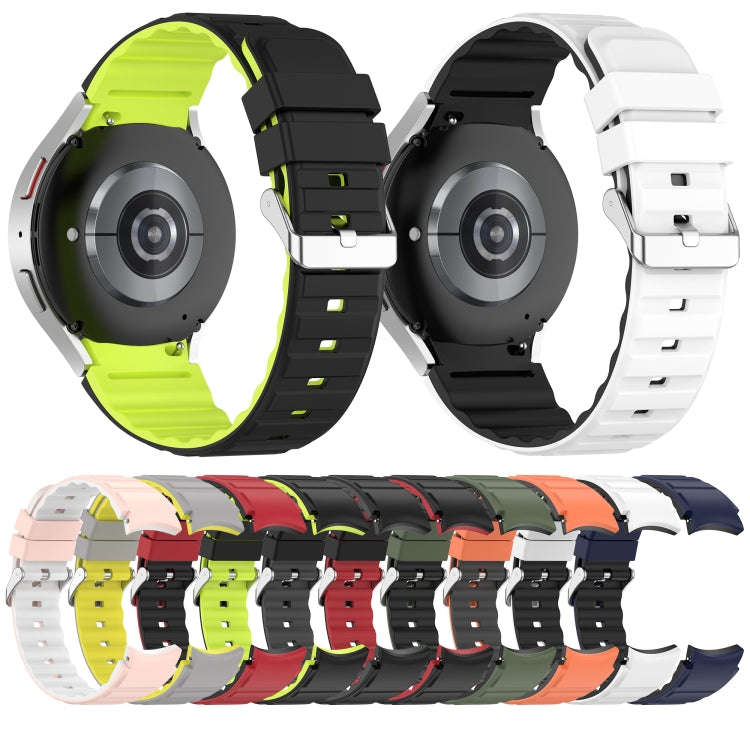For Samsung Galaxy Watch 6 Two Color Horizontal Silicone Watch Band(Pink White)