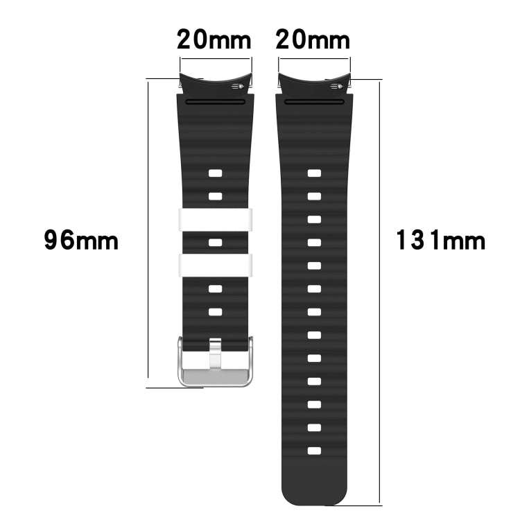 For Samsung Galaxy Watch 6 Two Color Horizontal Silicone Watch Band(Black Grey)