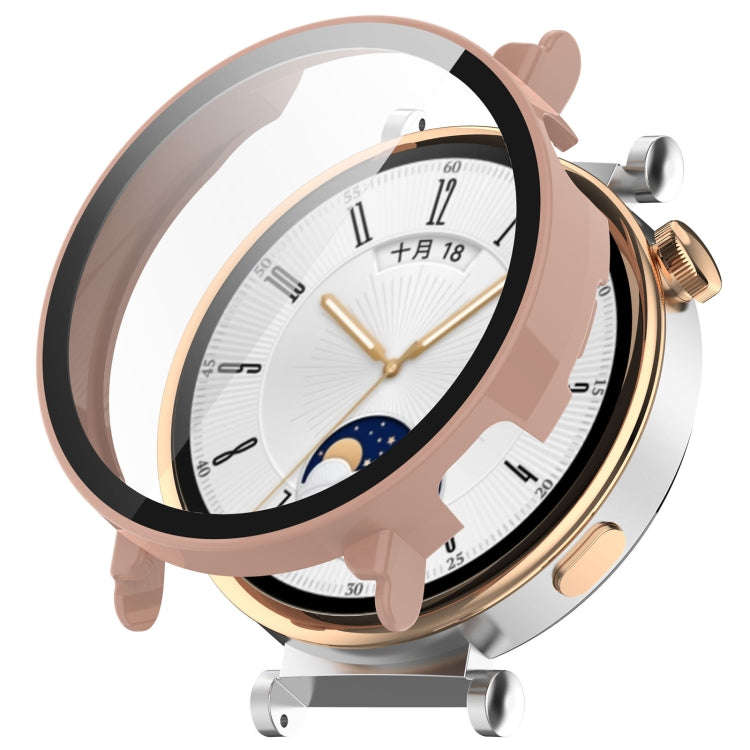 For Huawei Watch GT4 41mm PC+Tempered Glass Integrated Smart Watch Case(Pink)
