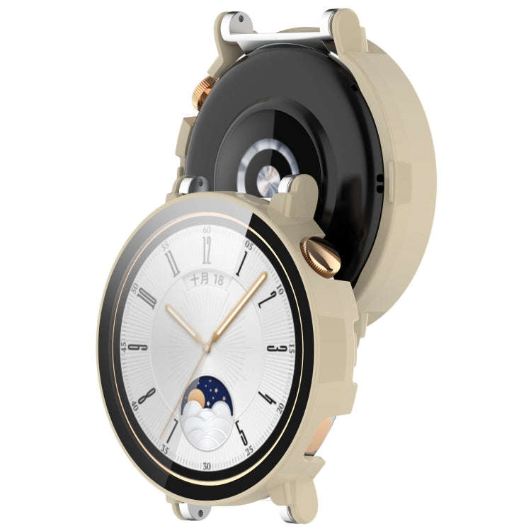 For Huawei Watch GT4 41mm PC+Tempered Glass Integrated Smart Watch Case(Ivory White)