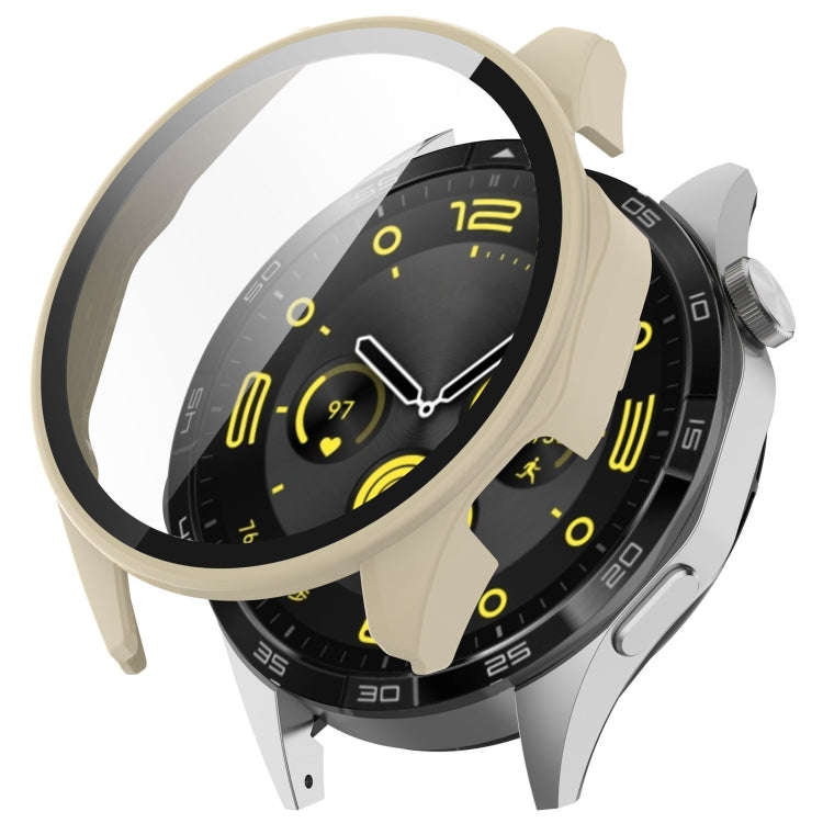 For Huawei Watch GT4 46mm PC+Tempered Glass Integrated Smart Watch Case(Ivory White)