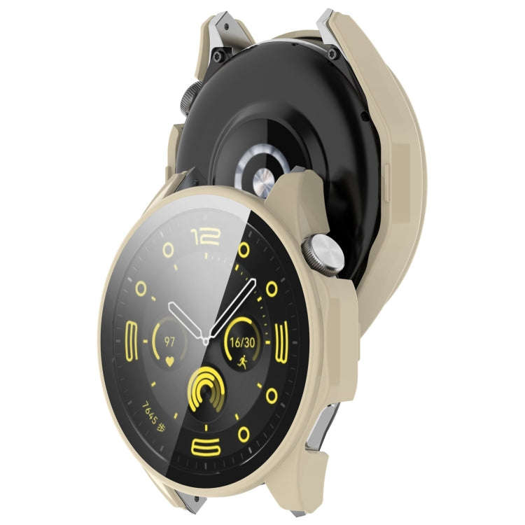 For Huawei Watch GT4 46mm PC+Tempered Glass Integrated Smart Watch Case(Ivory White)