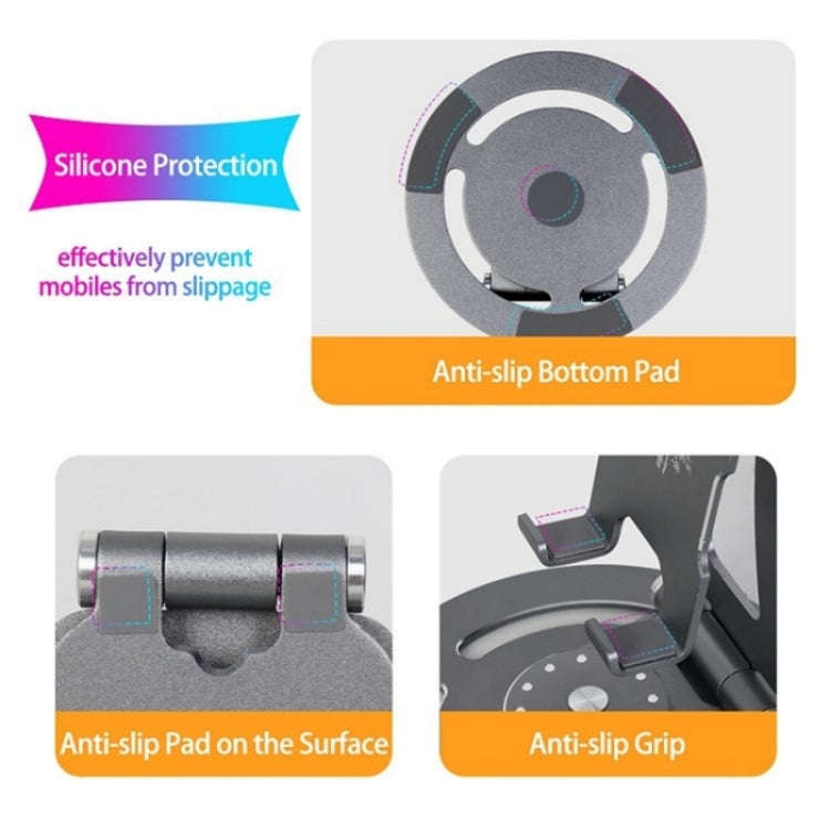 G60 Portable Folding 360-Degree Rotating Desktop Phone Tablet Holder(Silver)