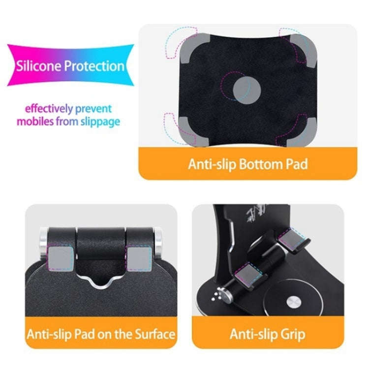 G61 Portable Folding 360-Degree Rotating Desktop Phone Holder(Black)