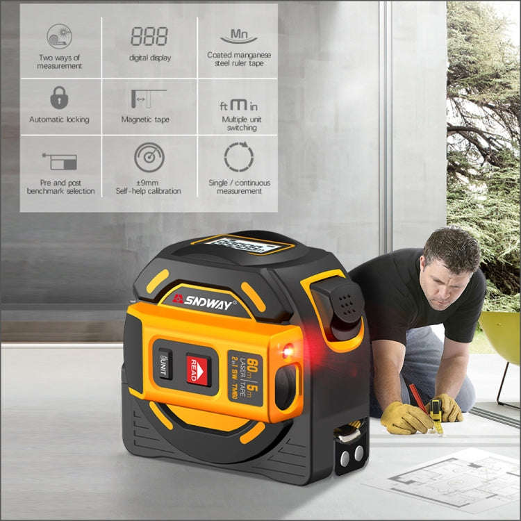 SNDWAY SW-TM40 40m Digital Range Finder Laser Distance Meter Tape Multi-function Self-Locking Han...