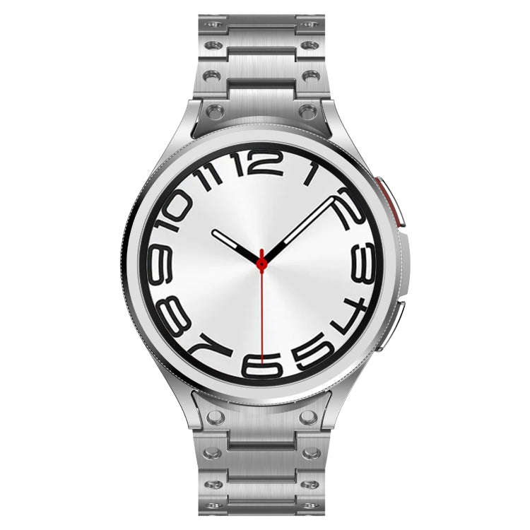 For Samsung Galaxy Watch 5 Pro Dual Circle Curved Connection Stainless Steel Watch Band(Silver)