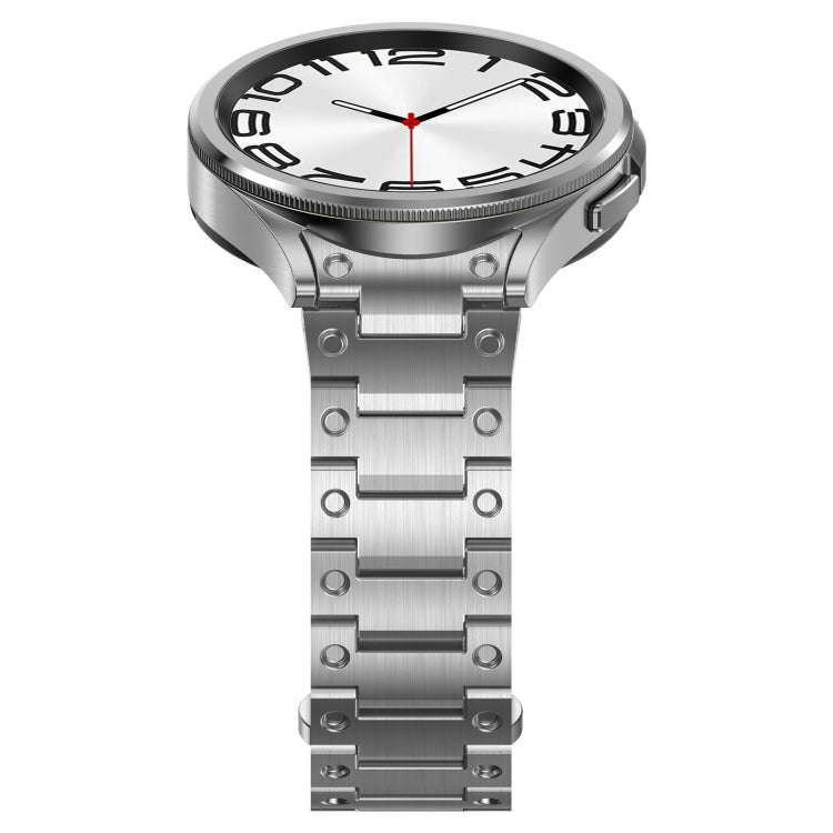 For Samsung Galaxy Watch 5 Pro Dual Circle Curved Connection Stainless Steel Watch Band(Silver)