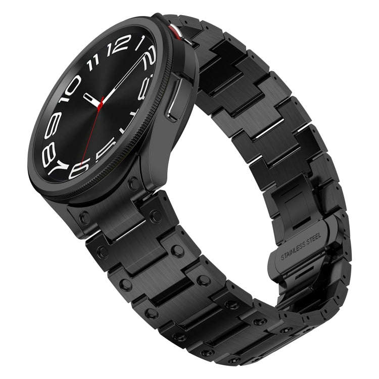 For Samsung Galaxy Watch 4 40 / 44mm Dual Circle Curved Connection Stainless Steel Watch Band(Black)