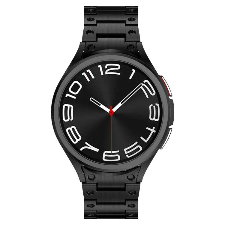 For Samsung Galaxy Watch 4 40 / 44mm Dual Circle Curved Connection Stainless Steel Watch Band(Black)
