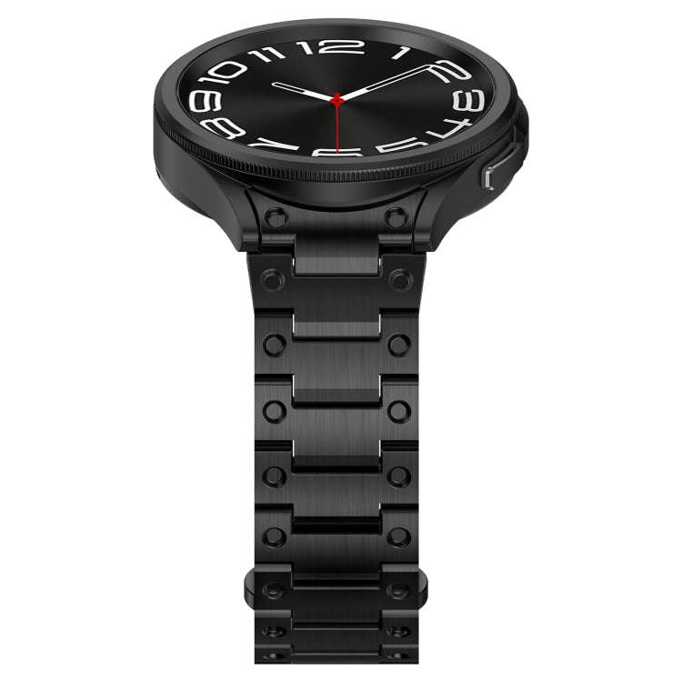 For Samsung Galaxy Watch 4 40 / 44mm Dual Circle Curved Connection Stainless Steel Watch Band(Black)