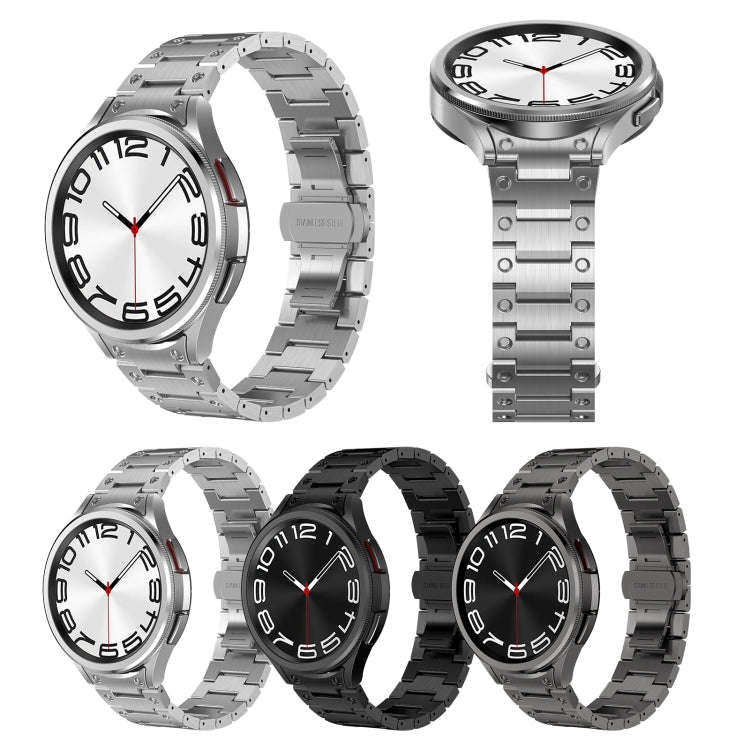 For Samsung Galaxy Watch 5 Pro Dual Circle Curved Connection Stainless Steel Watch Band(Silver)