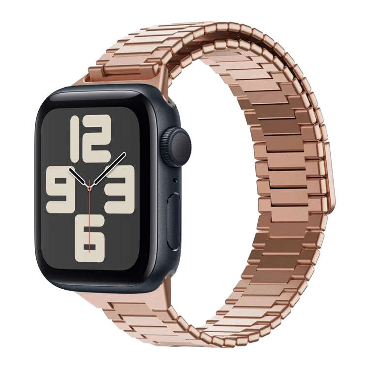 For Apple Watch SE 2023 44mm Bamboo Magnetic Stainless Steel Metal Watch Strap(Rose Gold)