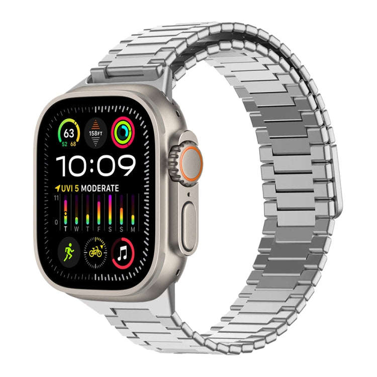 For Apple Watch Ultra 2 49mm Bamboo Magnetic Stainless Steel Metal Watch Strap(Silver)