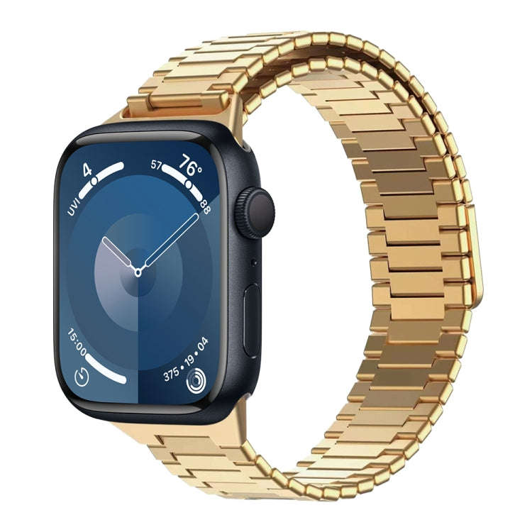 For Apple Watch Series 9 41mm Bamboo Magnetic Stainless Steel Metal Watch Strap(Gold)