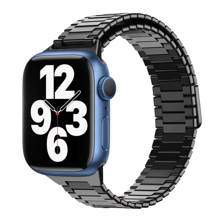 For Apple Watch Series 7 41mm Bamboo Magnetic Stainless Steel Metal Watch Strap(Black)