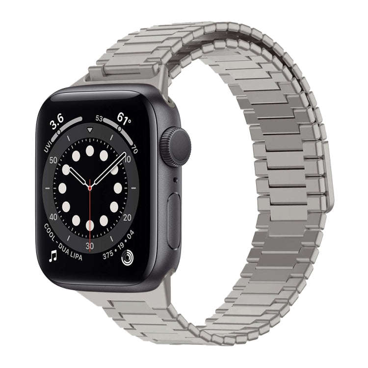 For Apple Watch Series 6 40mm Bamboo Magnetic Stainless Steel Metal Watch Strap(Titanium Color)