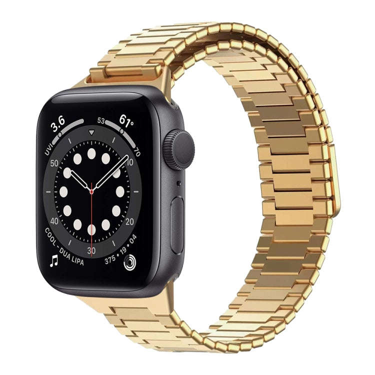 For Apple Watch Series 6 40mm Bamboo Magnetic Stainless Steel Metal Watch Strap(Gold)