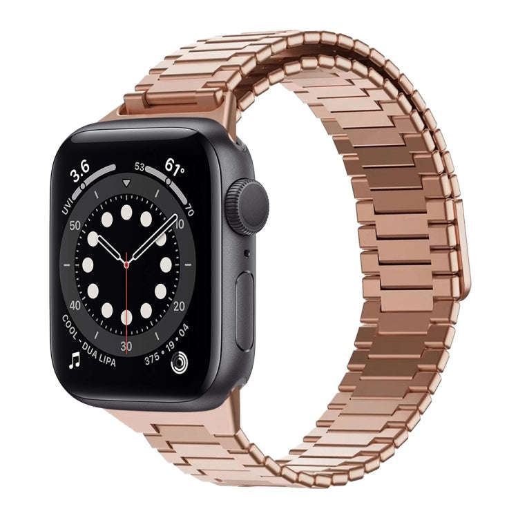 For Apple Watch Series 6 40mm Bamboo Magnetic Stainless Steel Metal Watch Strap(Rose Gold)