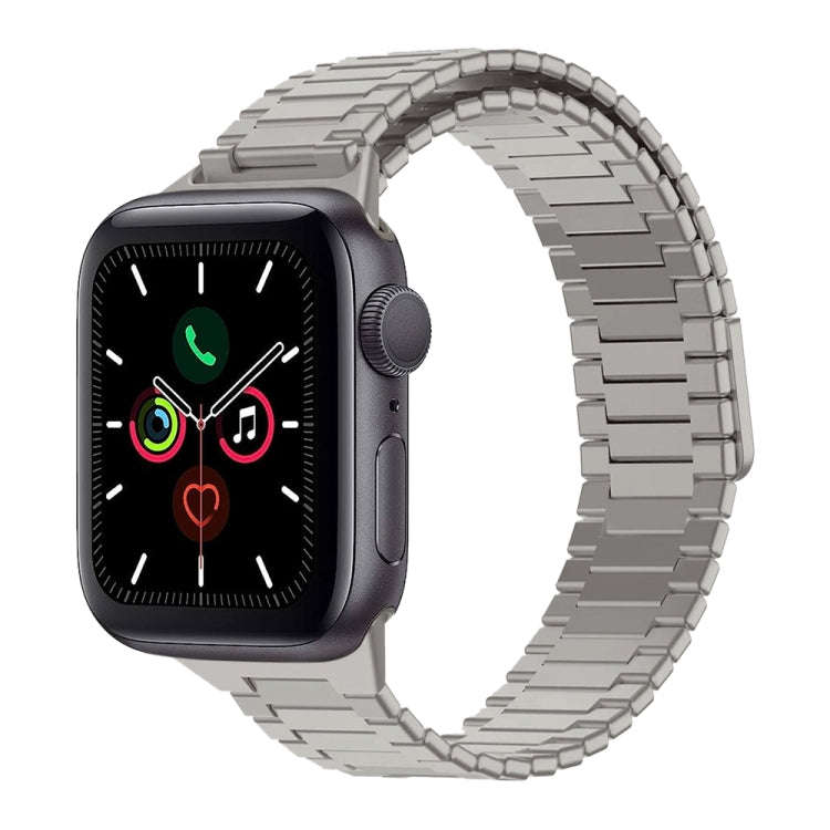 For Apple Watch Series 5 44mm Bamboo Magnetic Stainless Steel Metal Watch Strap(Titanium Color)