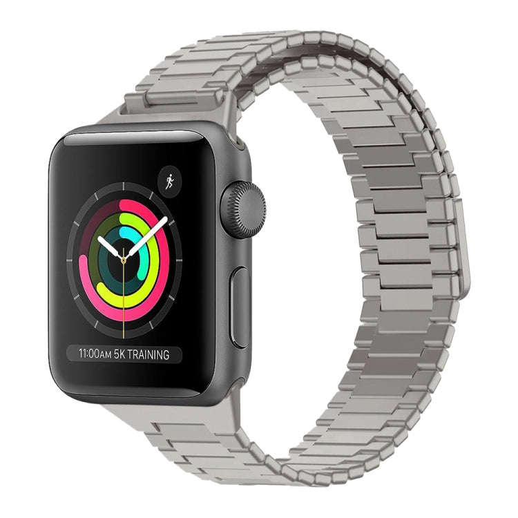 For Apple Watch Series 3 38mm Bamboo Magnetic Stainless Steel Metal Watch Strap(Titanium Color)