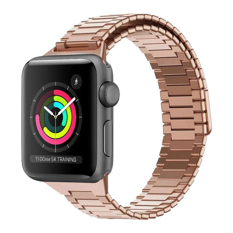 For Apple Watch Series 3 38mm Bamboo Magnetic Stainless Steel Metal Watch Strap(Rose Gold)
